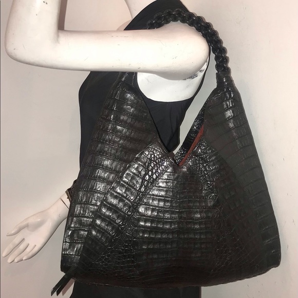 Gorgeous Nancy Gonzalez genuine crocodile alligator 🐊 handbag braided handle - Picture 2 of 10